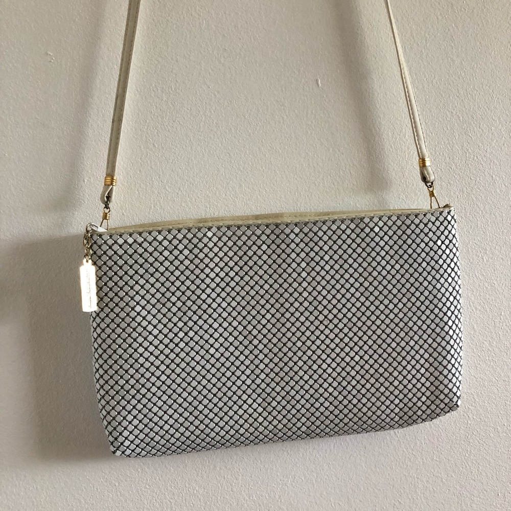 Whiting & Davis Ivory Mesh Crossbody Bag